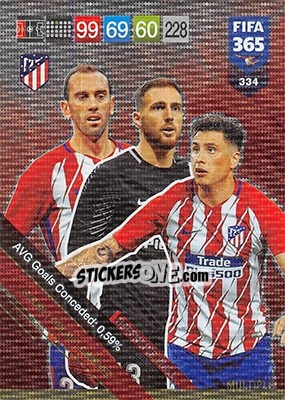 Sticker Diego Godín / Jan Oblak / José Giménez - FIFA 365: 2018-2019. Adrenalyn XL n. 334 - Panini