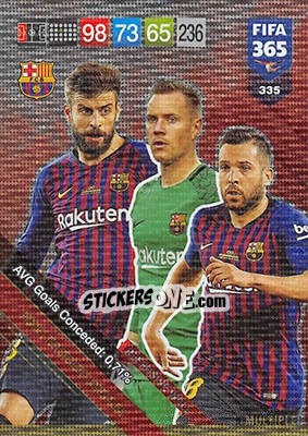 Sticker Gerard Piqué / Marc-André ter Stegen / Jordi Alba - FIFA 365: 2018-2019. Adrenalyn XL n. 335 - Panini