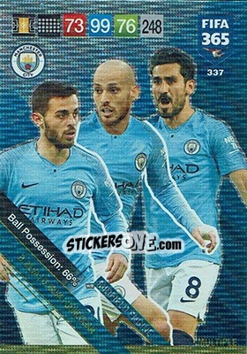 Sticker Bernardo Silva / David Silva / Ilkay Gündogan - FIFA 365: 2018-2019. Adrenalyn XL n. 337 - Panini