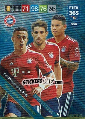 Sticker Thiago Alcántara / Javi Martínez / James Rodríguez - FIFA 365: 2018-2019. Adrenalyn XL n. 338 - Panini