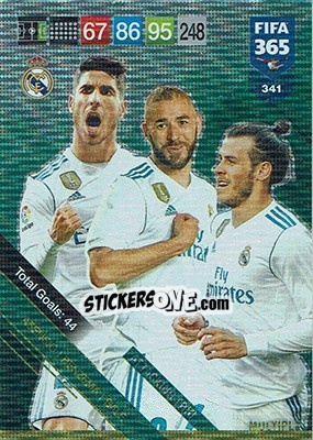 Sticker Marco Asensio / Karim Benzema / Gareth Bale - FIFA 365: 2018-2019. Adrenalyn XL n. 341 - Panini