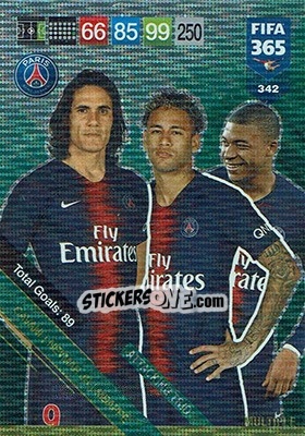 Sticker Edinson Cavani / Neymar Jr / Kylian Mbappé - FIFA 365: 2018-2019. Adrenalyn XL n. 342 - Panini