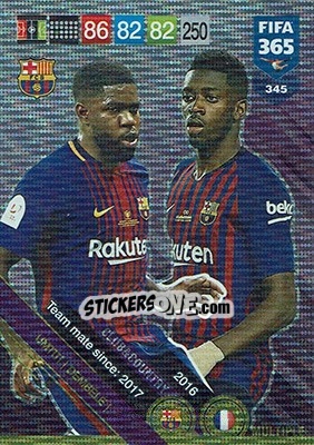 Sticker Samuel Umtiti / Ousmane Dembélé - FIFA 365: 2018-2019. Adrenalyn XL n. 345 - Panini