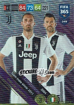 Sticker Giorgio Chiellini / Andrea Barzagli - FIFA 365: 2018-2019. Adrenalyn XL n. 349 - Panini