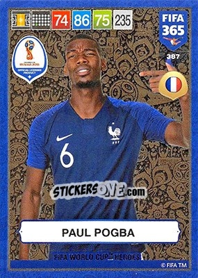 Sticker Paul Pogba - FIFA 365: 2018-2019. Adrenalyn XL n. 387 - Panini