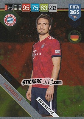 Sticker Mats Hummels - FIFA 365: 2018-2019. Adrenalyn XL n. 405D - Panini