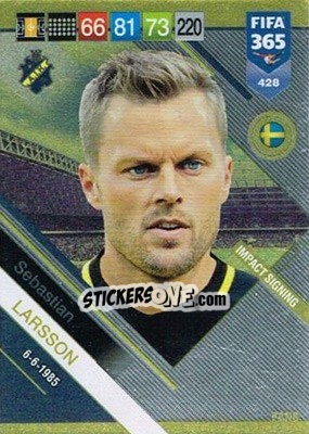 Sticker Sebastian Larsson - FIFA 365: 2018-2019. Adrenalyn XL n. 428N - Panini