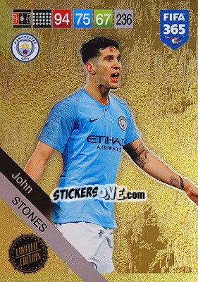 Sticker John Stones - FIFA 365: 2018-2019. Adrenalyn XL n. LE-JS - Panini