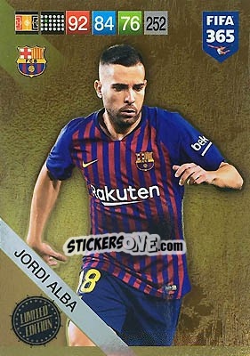Sticker Jordi Alba - FIFA 365: 2018-2019. Adrenalyn XL n. LEU-JAL - Panini