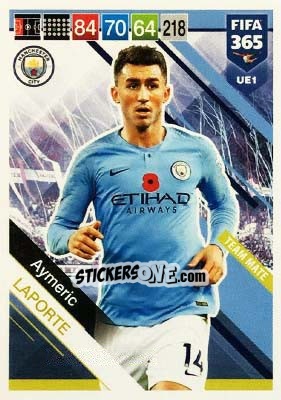 Sticker Aymeric Laporte - FIFA 365: 2018-2019. Adrenalyn XL n. UE1 - Panini