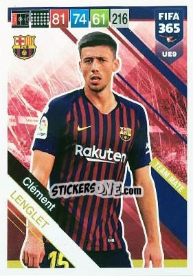 Sticker Clément Lenglet - FIFA 365: 2018-2019. Adrenalyn XL n. UE9 - Panini