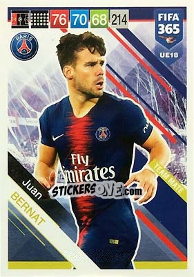 Sticker Juan Bernat - FIFA 365: 2018-2019. Adrenalyn XL n. UE18 - Panini