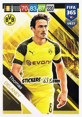 Sticker Thomas Delaney - FIFA 365: 2018-2019. Adrenalyn XL n. UE27 - Panini
