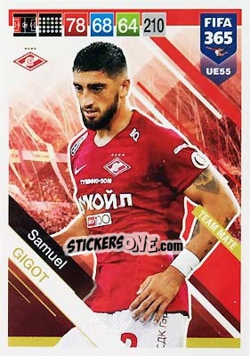 Sticker Samuel Gigot - FIFA 365: 2018-2019. Adrenalyn XL n. UE55 - Panini