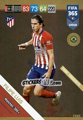 Sticker Filipe Luis - FIFA 365: 2018-2019. Adrenalyn XL n. UE68 - Panini