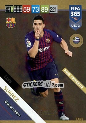 Sticker Luis Suárez - FIFA 365: 2018-2019. Adrenalyn XL n. UE72 - Panini