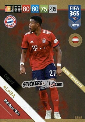 Sticker David Alaba - FIFA 365: 2018-2019. Adrenalyn XL n. UE78 - Panini