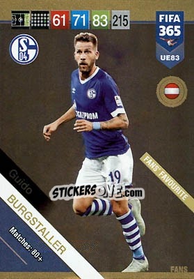 Sticker Guido Burgstaller - FIFA 365: 2018-2019. Adrenalyn XL n. UE83 - Panini