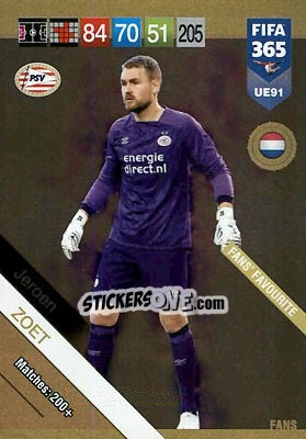 Sticker Jeroen Zoet - FIFA 365: 2018-2019. Adrenalyn XL n. UE91 - Panini