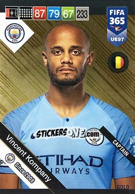 Sticker Vincent Kompany - FIFA 365: 2018-2019. Adrenalyn XL n. UE97 - Panini