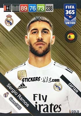 Sticker Sergio Ramos - FIFA 365: 2018-2019. Adrenalyn XL n. UE100 - Panini