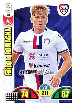 Sticker Filippo Romagna - Calciatori 2018-2019. Adrenalyn XL n. 40 - Panini