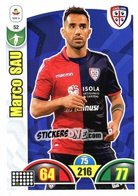 Sticker Marco Sau - Calciatori 2018-2019. Adrenalyn XL n. 52 - Panini