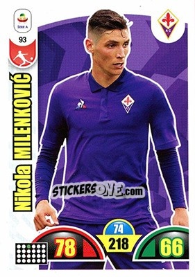 Sticker Nikola Milenkovic - Calciatori 2018-2019. Adrenalyn XL n. 93 - Panini