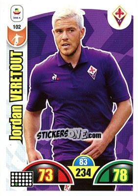 Sticker Jordan Veretout - Calciatori 2018-2019. Adrenalyn XL n. 102 - Panini