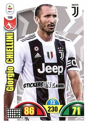 Sticker Giorgio Chiellini - Calciatori 2018-2019. Adrenalyn XL n. 168 - Panini