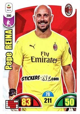 Sticker Pepe Reina - Calciatori 2018-2019. Adrenalyn XL n. 200 - Panini