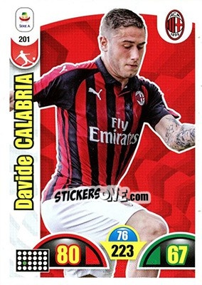 Sticker Davide Calabria - Calciatori 2018-2019. Adrenalyn XL n. 201 - Panini