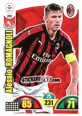 Sticker Alessio Romagnoli - Calciatori 2018-2019. Adrenalyn XL n. 203 - Panini
