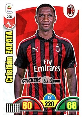 Sticker Cristian Zapata - Calciatori 2018-2019. Adrenalyn XL - Panini