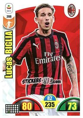 Sticker Lucas Biglia - Calciatori 2018-2019. Adrenalyn XL n. 208 - Panini