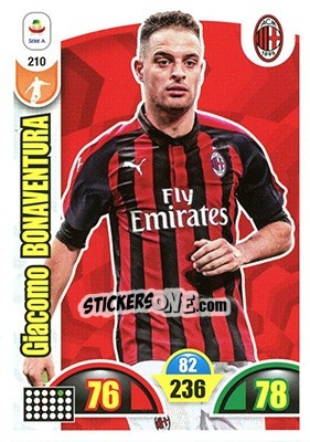 Cromo Giacomo Bonaventura - Calciatori 2018-2019. Adrenalyn XL n. 210 - Panini