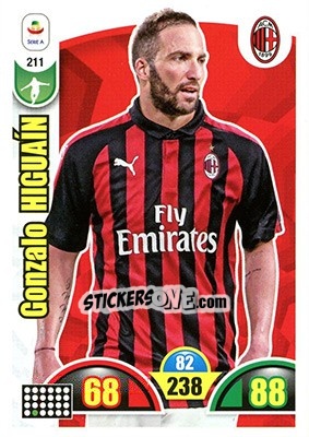 Sticker Gonzalo Higuain - Calciatori 2018-2019. Adrenalyn XL n. 211 - Panini