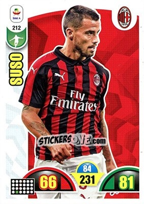 Sticker Suso - Calciatori 2018-2019. Adrenalyn XL n. 212 - Panini