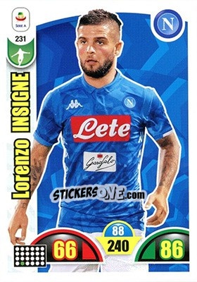 Sticker Lorenzo Insigne - Calciatori 2018-2019. Adrenalyn XL n. 231 - Panini