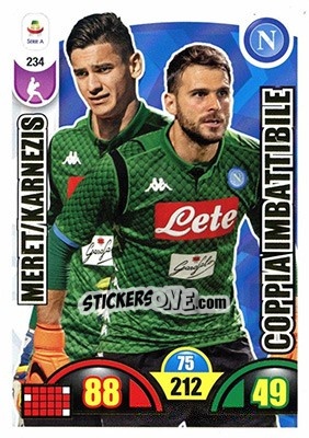 Sticker Alex Meret / Orestis Karnezis - Calciatori 2018-2019. Adrenalyn XL n. 234 - Panini