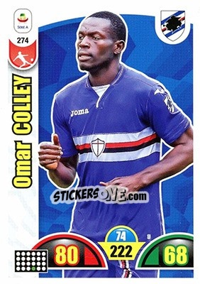 Sticker Omar Colley - Calciatori 2018-2019. Adrenalyn XL n. 274 - Panini