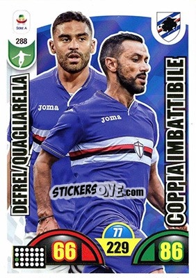 Figurina Gregoire Defrel / Fabio Quagliarella - Calciatori 2018-2019. Adrenalyn XL - Panini