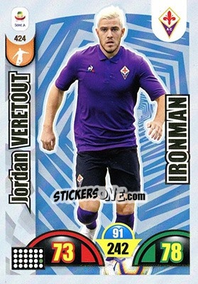Sticker Jordan Veretout - Calciatori 2018-2019. Adrenalyn XL n. 424 - Panini