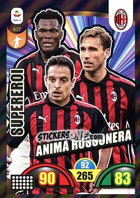Sticker Franck Kessié / Lucas Biglia / Giacomo Bonaventura - Calciatori 2018-2019. Adrenalyn XL n. 437 - Panini