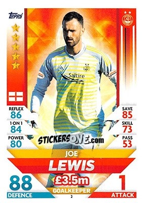 Sticker Joe Lewis - SPFL 2018-2019. Match Attax n. 2 - Topps
