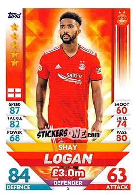 Sticker Shay Logan - SPFL 2018-2019. Match Attax n. 3 - Topps