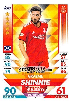 Sticker Graeme Shinnie - SPFL 2018-2019. Match Attax n. 4 - Topps