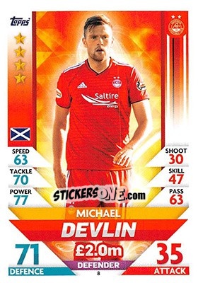 Sticker Michael Devlin - SPFL 2018-2019. Match Attax n. 8 - Topps