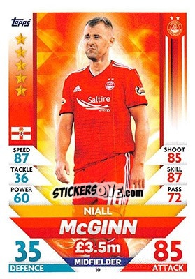 Sticker Niall McGinn - SPFL 2018-2019. Match Attax n. 10 - Topps
