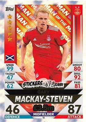 Sticker Gary Mackay-Steven - SPFL 2018-2019. Match Attax n. 12 - Topps